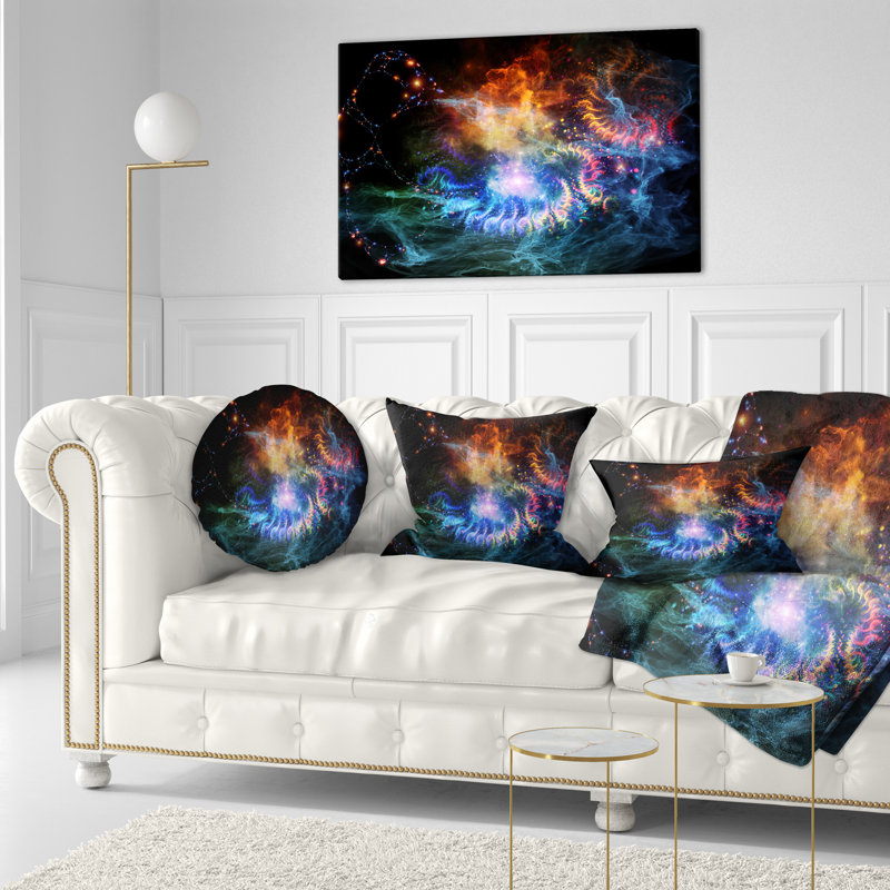 Flammes de réseau - Coussin imprimé abstrait, 12 po x 20 po, Coussin décoratif