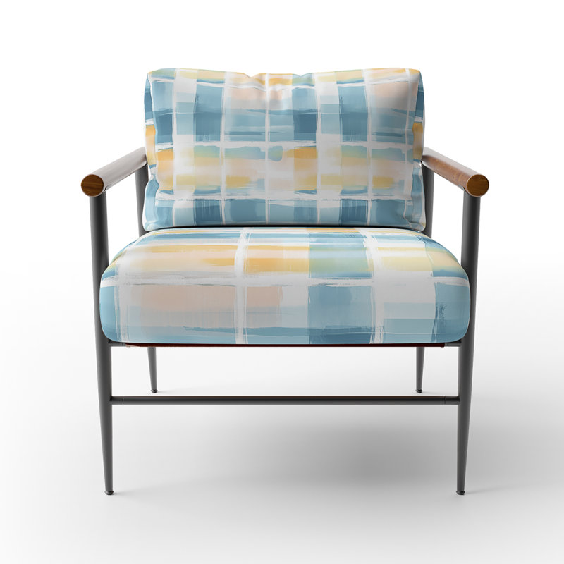 Chaise rembourrée Modern, Bras ronds bruns