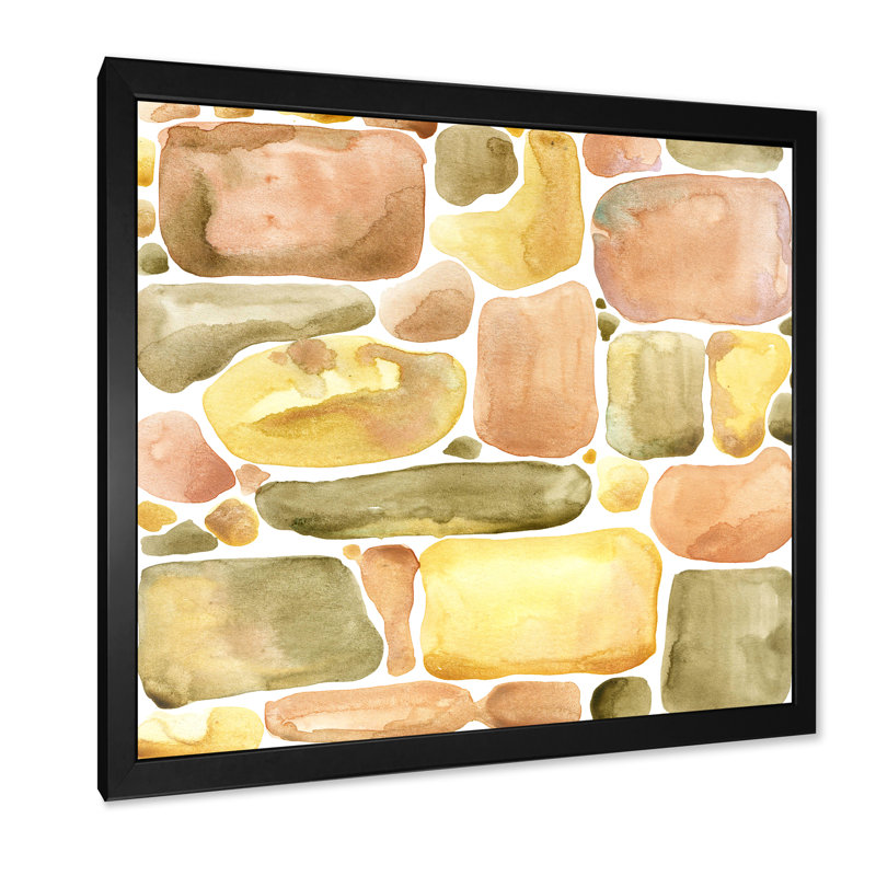 Ornement pierre pastel II - on, Impression noire sur toile encadrée, H 16 po x l 16 po x P 1 po