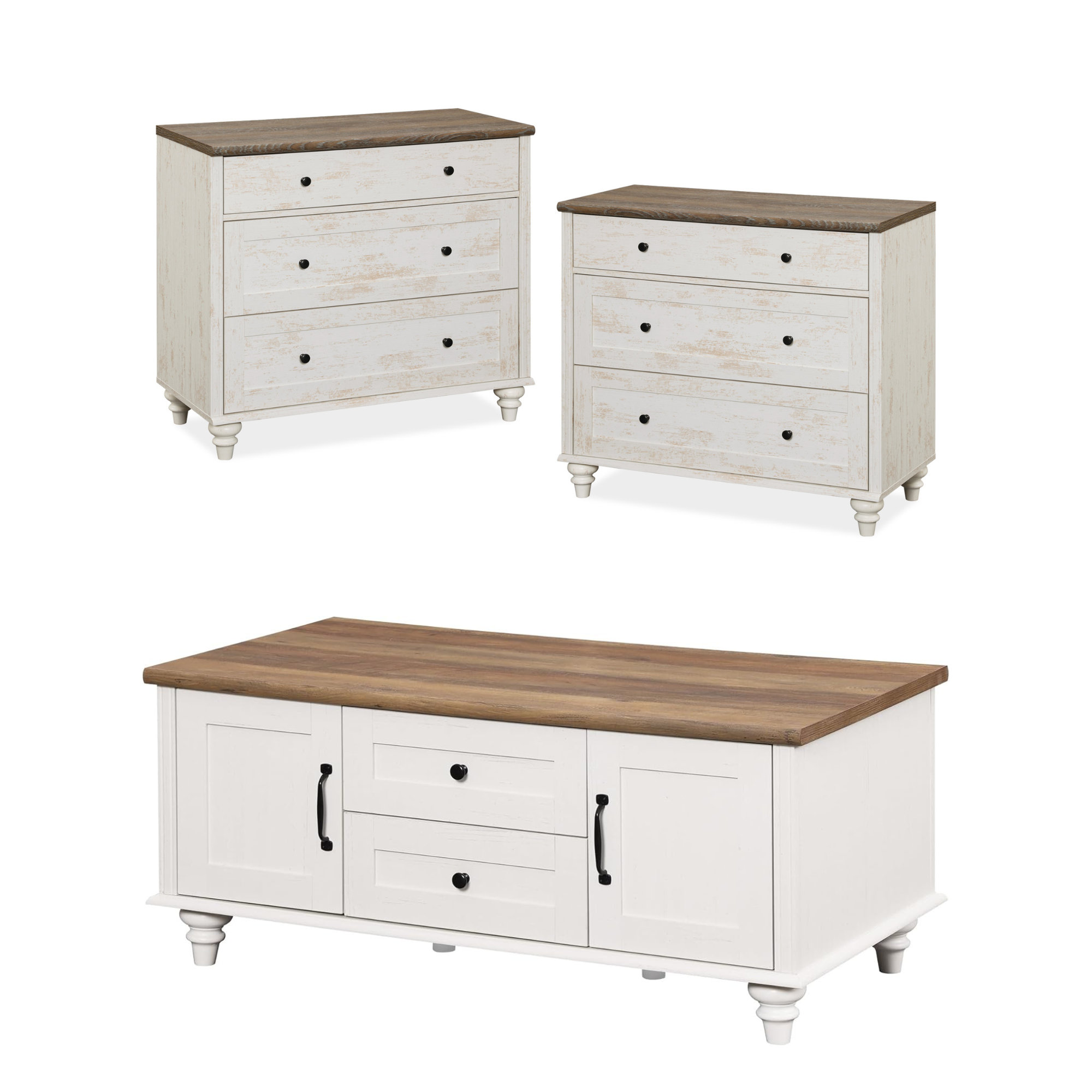 One Allium Way® 3 Piece Farmhouse Coffee Table Set & Reviews | Wayfair