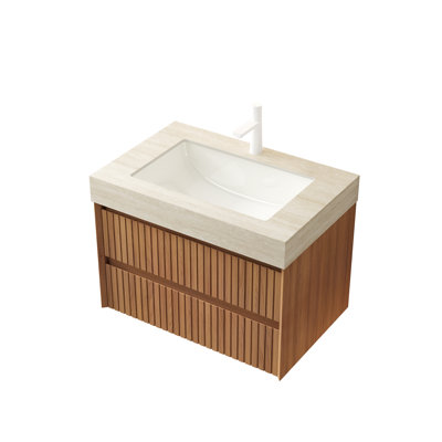 Comptoir de meuble-lavabo en pierre frittée 30 "avec lavabo encastré en céramique Xander