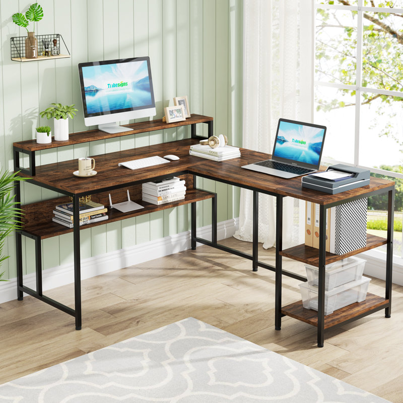 59.05'' Reversible L -Shaped Desk with Monitor Stand