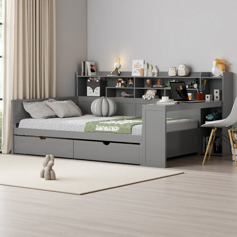 Lit de jour avec tablettes de rangement, lit multifonctionnel avec, Lit double