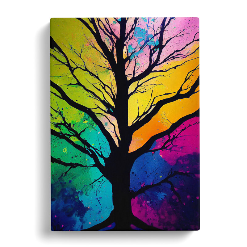 A Colourful Abstract Tree No.4 - Wrapped Canvas Print, 50cm H x 35cm W x 3cm D
