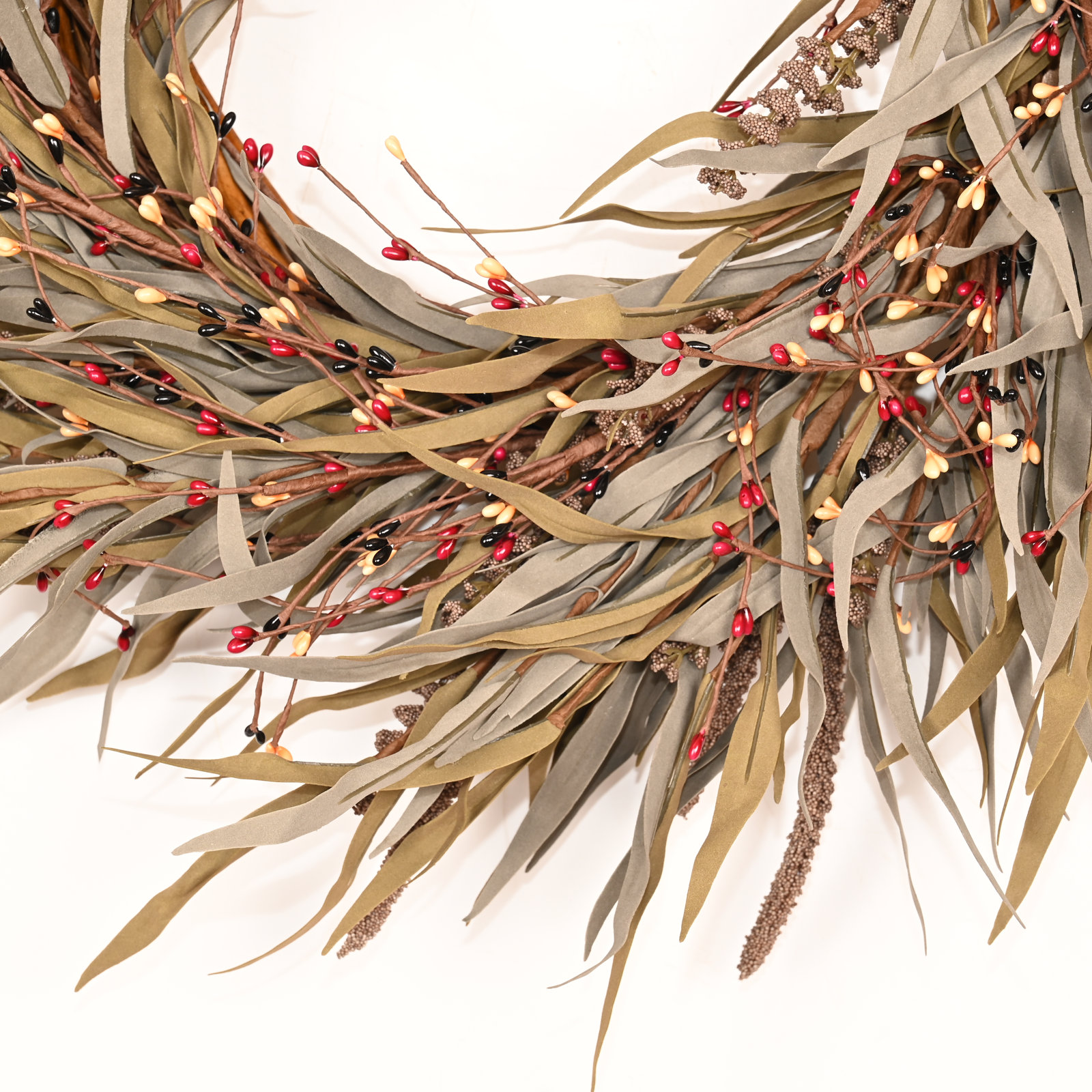 24" Grass, Berry Thanksgiving Wreath, Multi Color
