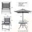 4 chaises de patio: mobilier en métal avec parasol, rouille, décoloration, table en verre trempé pour 4 personnes