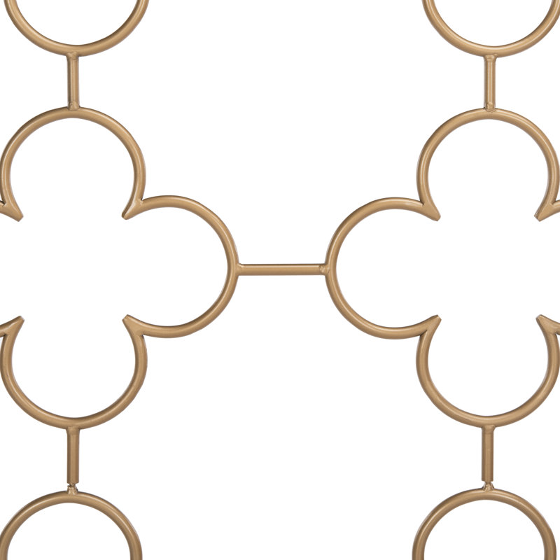 Luan Quatrefoil Metal Bed, Queen, Antique Gold