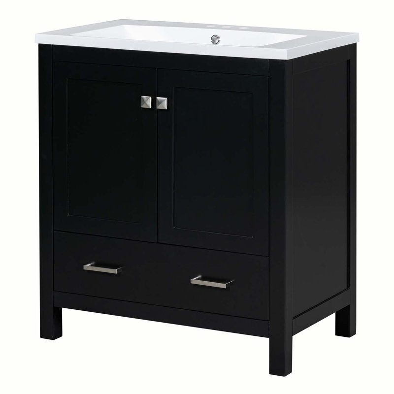 Base de meuble-lavabo simple 29,4 po seulement, Noir