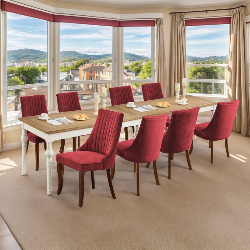 Ensemble de 8 chaises de salle à manger rembourrées Modern Simplicity, Rouge