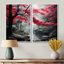 «Red Forest III», ensemble d'art mural mural rouge minimaliste