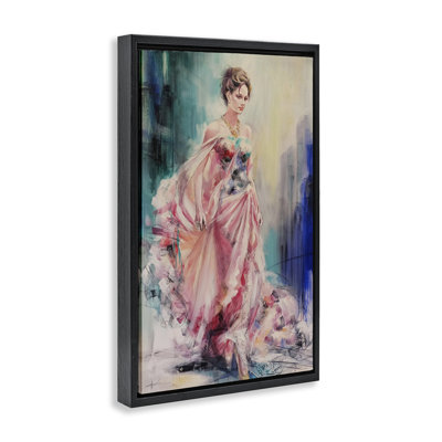 Femme sophistiquée dans un cadre flottant, design par Lucille Lee