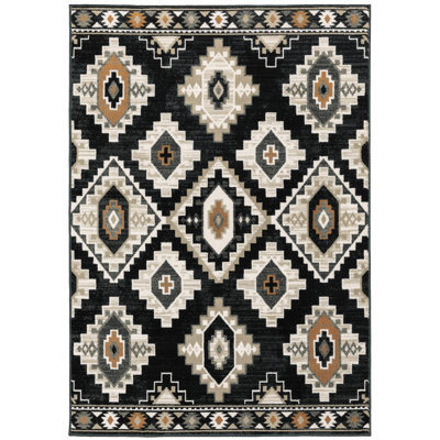 Tapis gris anthracite / ivoire Basurto Southwestern