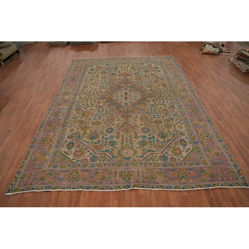 Tapis traditionnel rétro géométrique 9 x 13
