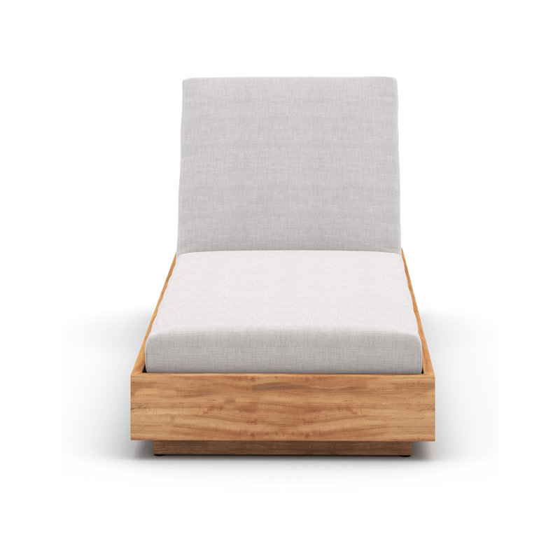 Kinta Outdoor Teak Chaise Lounge, Stone Gray