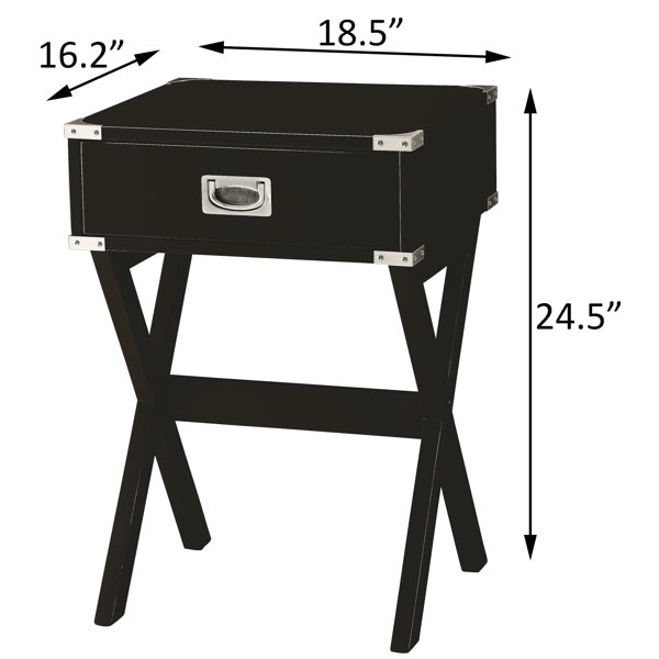 Latitude Run® Black 1 End Table With Practical Drawer, Wooden Top And ...