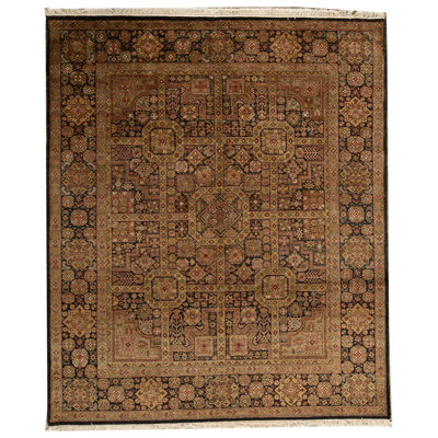 Tapis noir et noir de haute qualité noué à la main