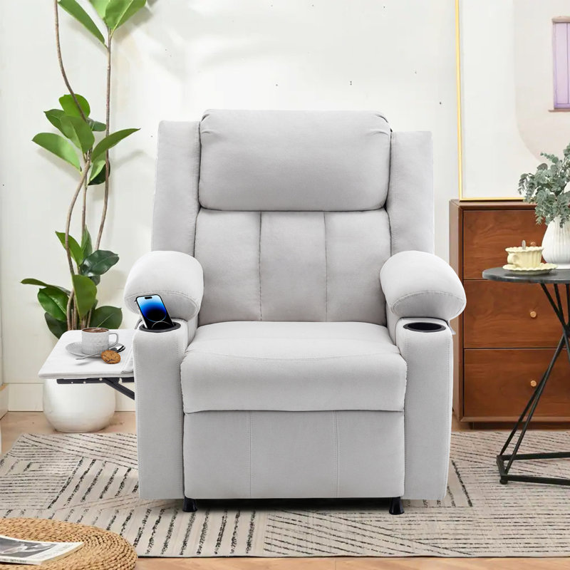 Fauteuil inclinable de massage lombaire chauffant de 31,9 po de largeur, moderne et classique avec table basse et porte-gobelets