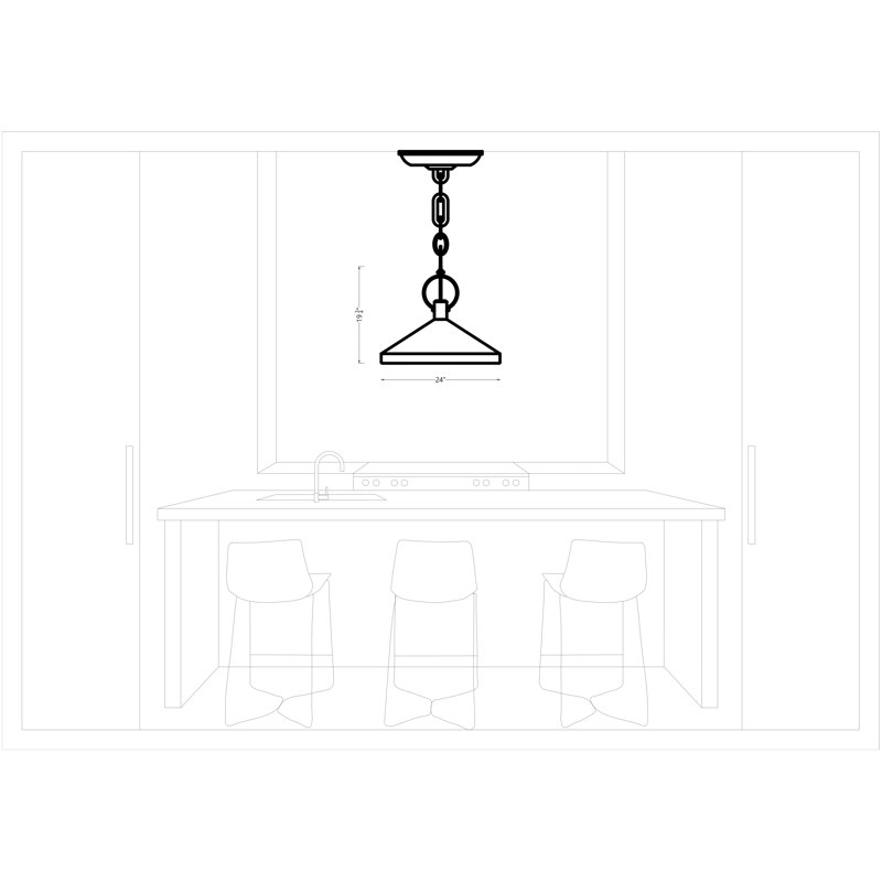 1 - Light Midnight Black Single Pendant, White, 19.75" H x 24" W x 24" D