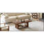 Table basse de 47,2 po en forme d'éventail avec tablette de rangement inférieure, finition grain de bois de noyer, table de salon moderne de style Mid-Century, mobilier d'appoint de style maison de campagne pour grands espaces, assemblage facile