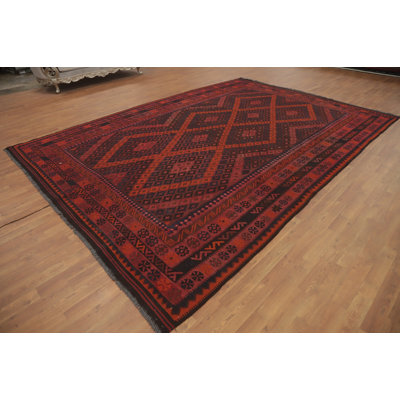 Geometric Kilim Vegetable Dye Area Rug 9x13