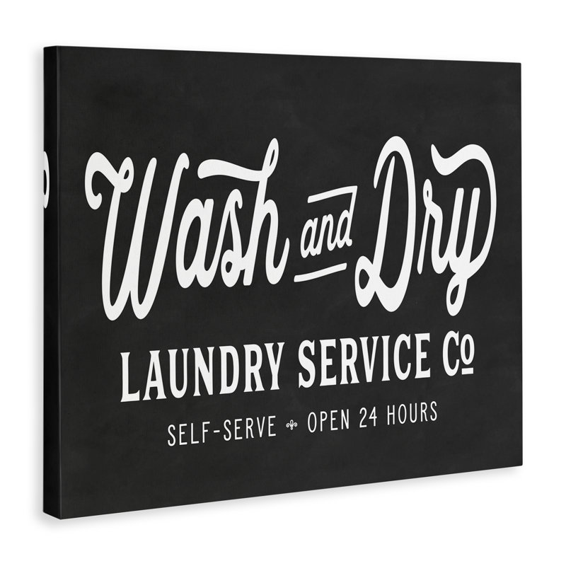 «Wash and Dry Laundry Service Co.», art mural sur toile tendue avec typographie, H 16 po x l 20 po, Toile tendue