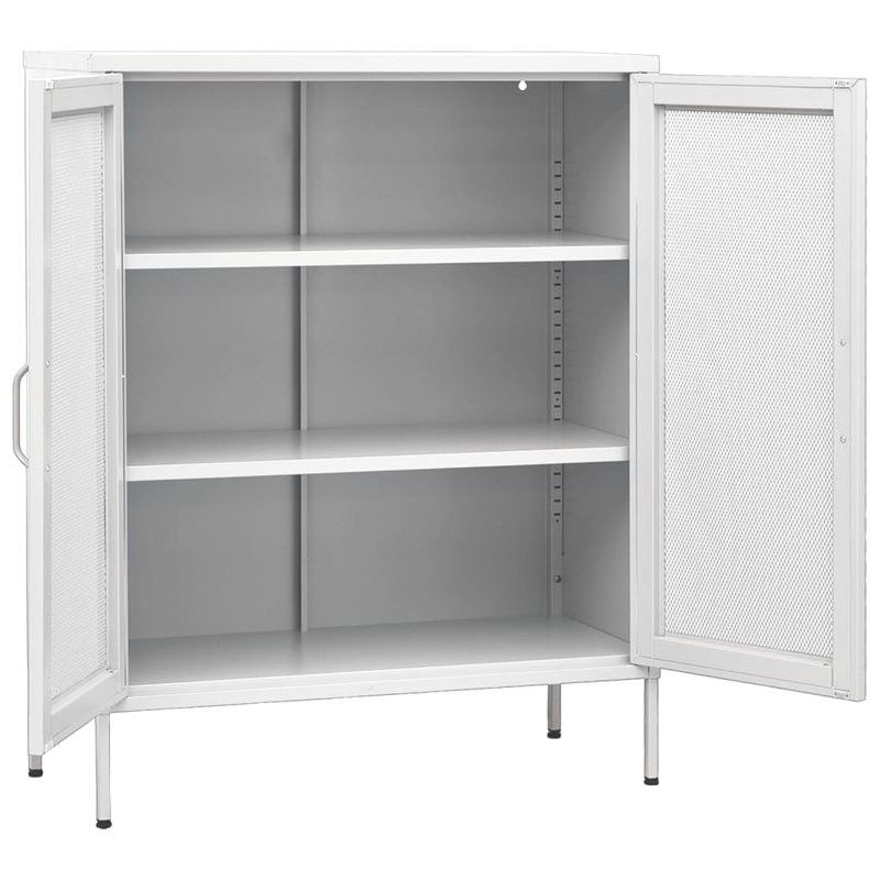 Storage Cabinet Sideboard Filing Cabinet with Shelves for Hallway Steel, White