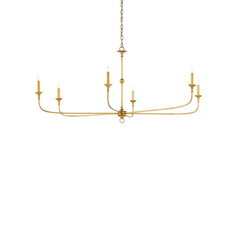 Nottaway 6 - Light Chandelier, Contemporary Gold Leaf