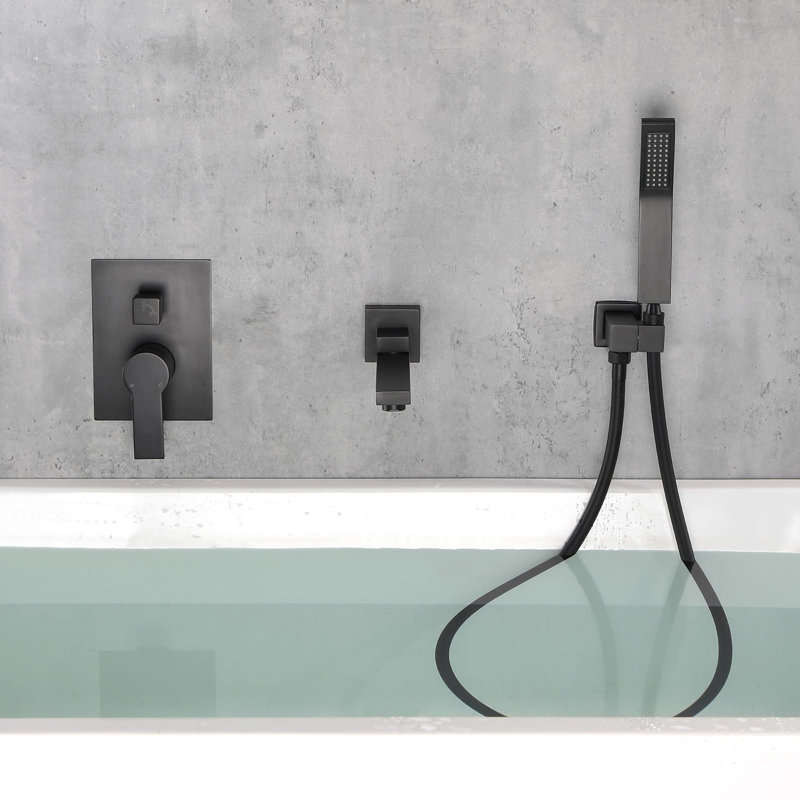 1 Handle Wall Clawfoot Tub Faucet with Diverter, Matte Black