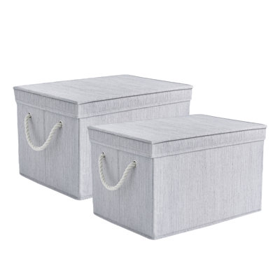 Foldable Storage Bin for Organizing with Lid, Clay, 34L, 2-Pack