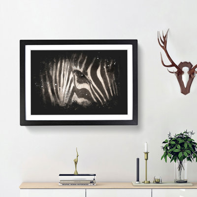 Eye Of The Zebra Paint Splash - Framed Print