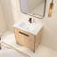 Meuble-lavabo autoportant de 30 po avec comptoir en résine blanche et 2 portes d'armoire à fermeture en douceur