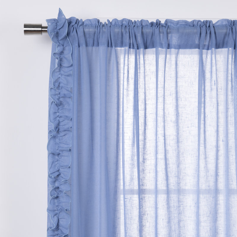 Paire de rideaux semi-transparents avec passe-tringle Raphaelle, Ciel