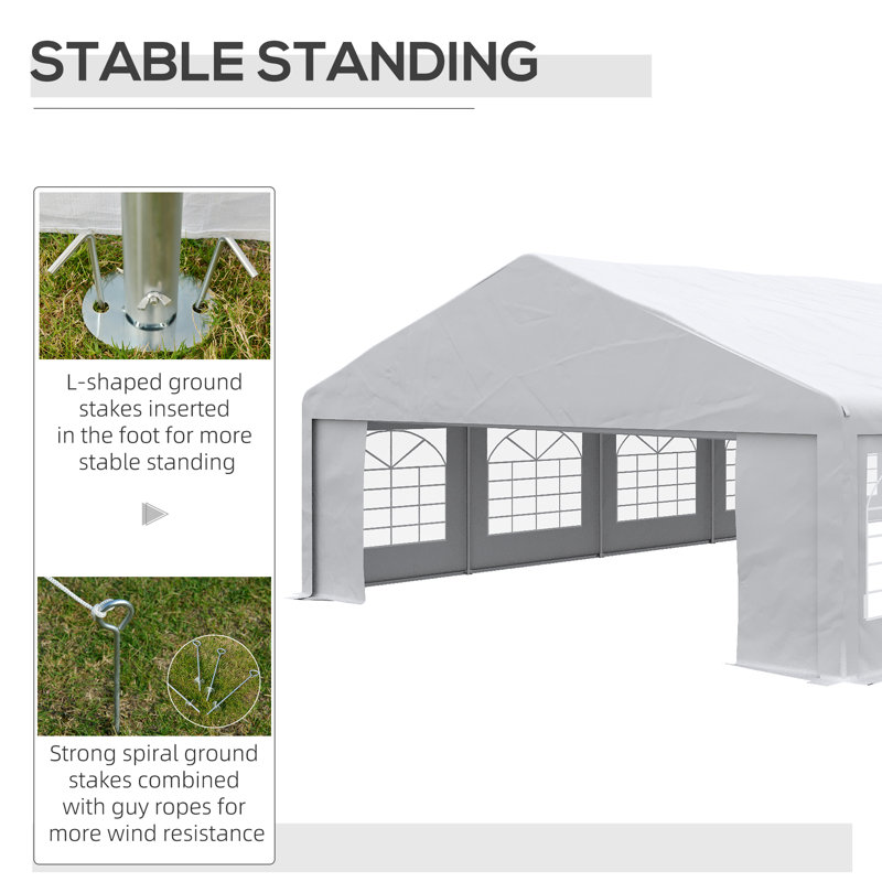 Large White Steel Frame Outdoor Party Tent with Removable Sidewalls