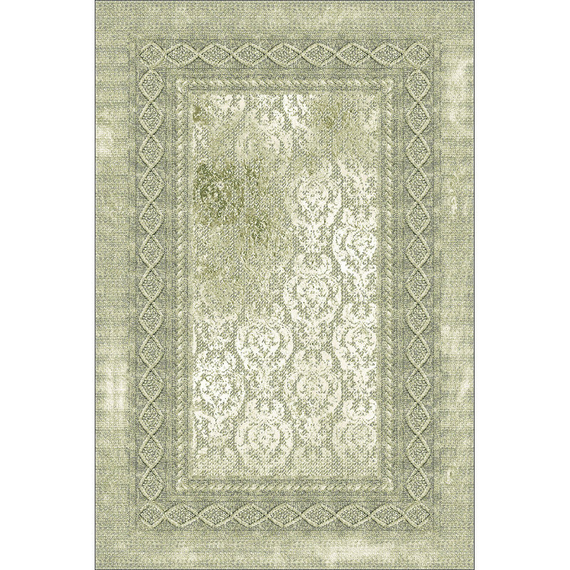Tapis oriental en polyester tissé à la machine en vert / blanc, Rectangle 5 pi 11 po x 9 pi 2 po