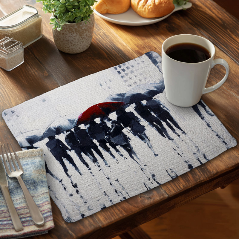 Ensemble de 4 napperons en polyester tressé - motif de silhouettes