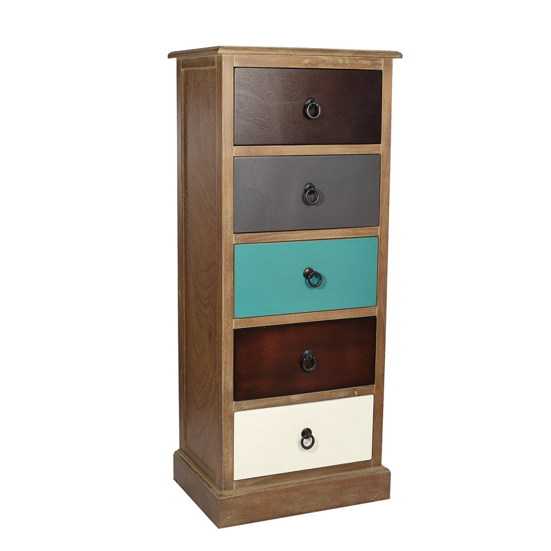 Cecelia Solid Wood 42cm W 5 - Drawer Chest of Drawers