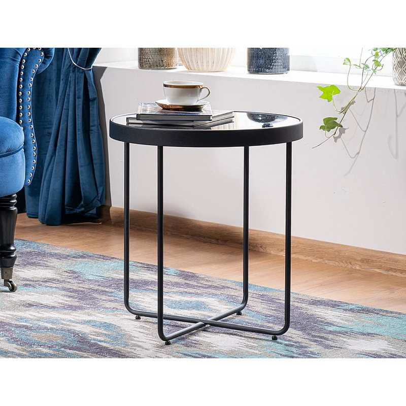 Abhirup Glass Top Cross Legs Nesting Tables