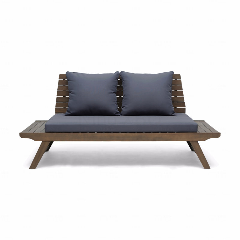 Causeuse de patio, Gray Cushion/Brown Frame