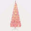 Arbre de Noël artificiel enneigé 6 pi avec forme de crayon, branches de pin réalistes, lumières DEL blanc chaud, ouverture automatique, rose et blanc-118034200