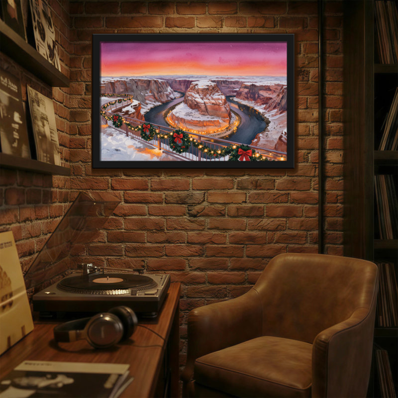 «Christmas Christmas Canyon Sunset», reproduction décorative de paysage, H 16 po x l 24 po