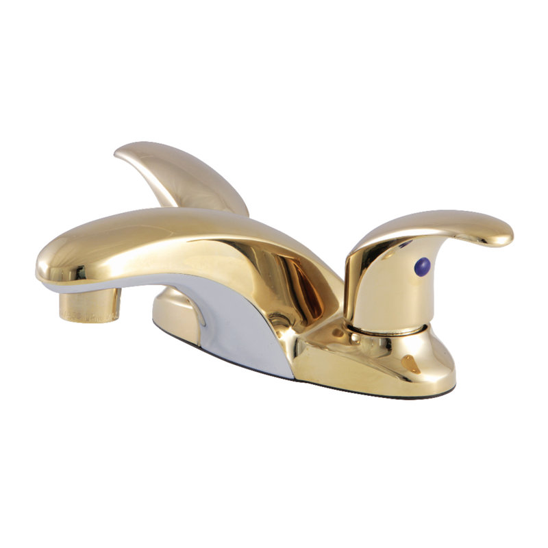 Kingston Brass Legacy Two-Handle 3-Hole Deck Mount 4" Centerset Bathroom Faucet, Polished Brass