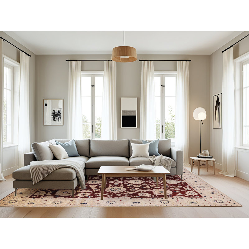 Tapis beige / rouge Swave, Rectangle 8 pi x 12 pi