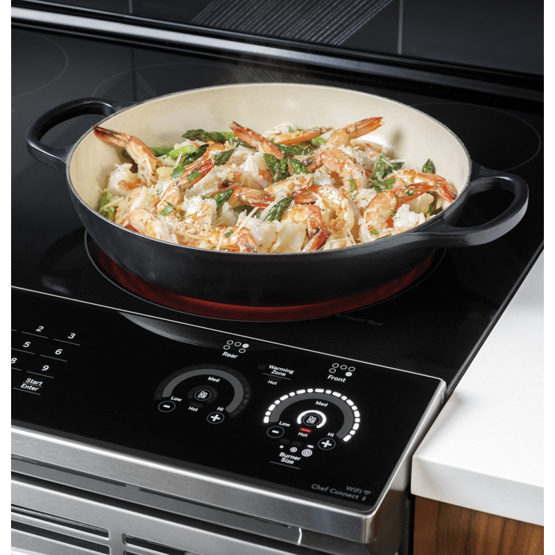 GE Profile Smart Appliances 30" 5.3 cu.ft. Slide-in Electric Range, Black Stainless