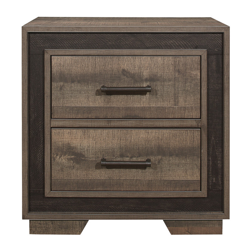 2 tables de chambre à coucher rustiques, table de chevet en ébène foncé et meubles de finition, poignées de tiroir en métal