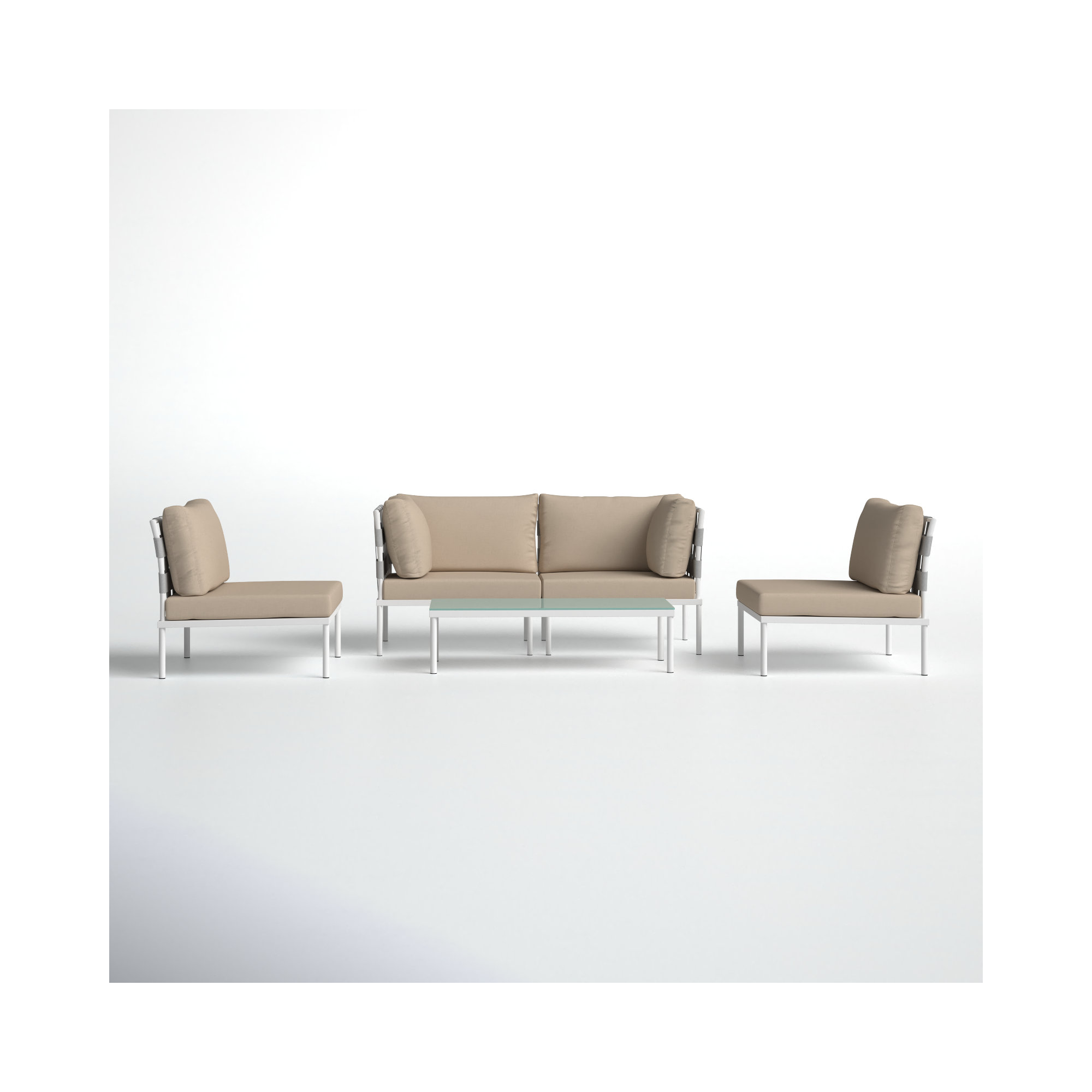 Harmony 5-piece Outdoor Patio Aluminum Sectional Sofa Set, Beige
