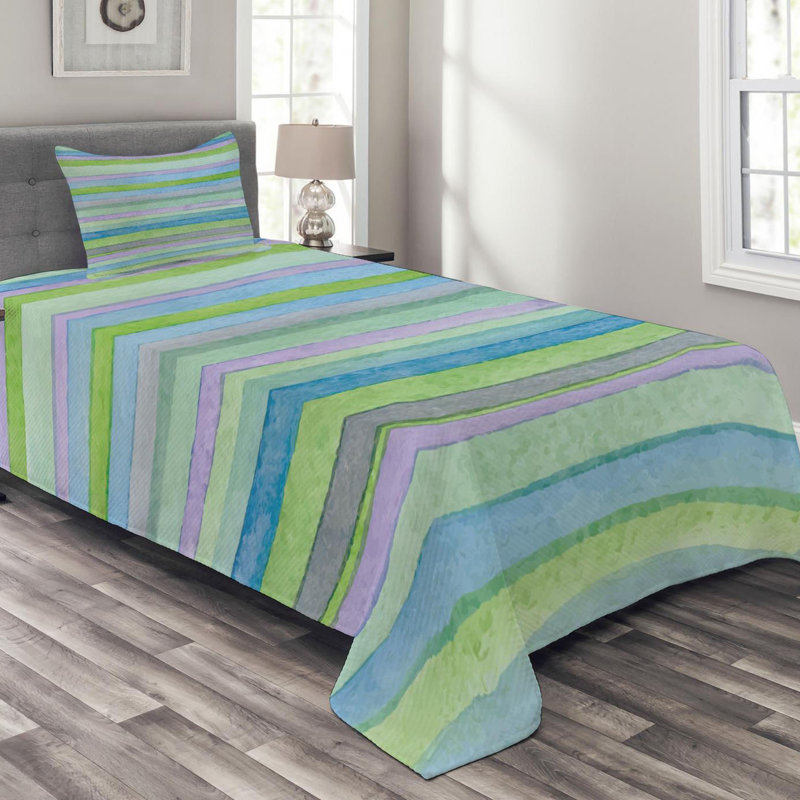 Farmhouse / Country Polyester Striped Coverlet, Twin Coverlet + 1 Sham