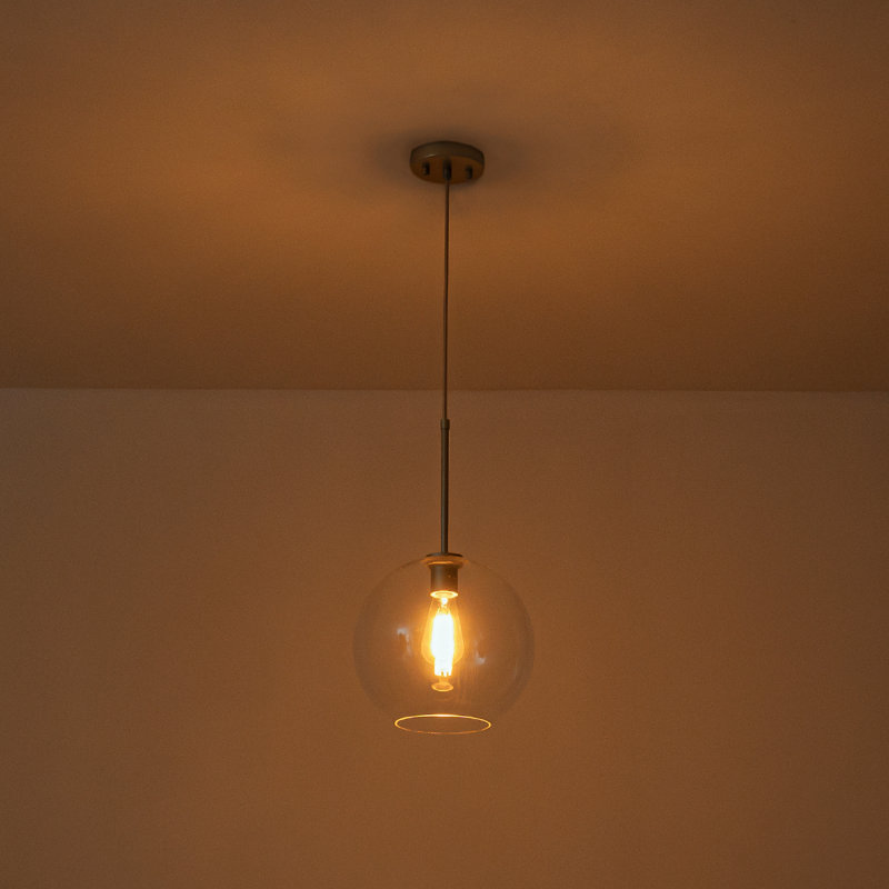 Honorius 1-Light Glass Globe Single Pendant, Gold, Clear