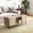 Elegant Veener Weaving Design Coffee Table With 4 Sliding Door, Wooden Center Rectangular Table With Symmetrical Design Storage Cabinet