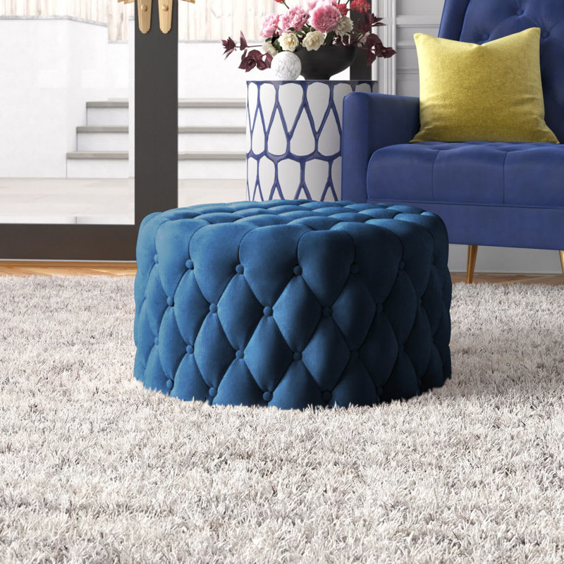 Miah Upholstered Ottoman, Cambridge Blue