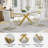 5-Piece Modern Dining Set, 70” Faux Marble Rectangular Table with Metal Base & 4 PU Leather C-Shape Base Chairs-115234427-115234428-115234430